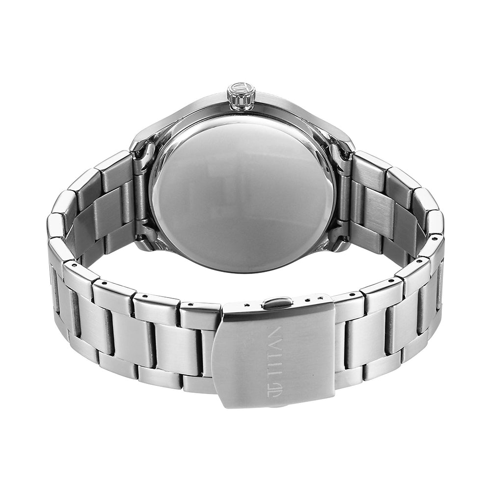 Titan Stellar Dual Moon Phase and Blue Dial Stainless Steel Strap Watch for Men