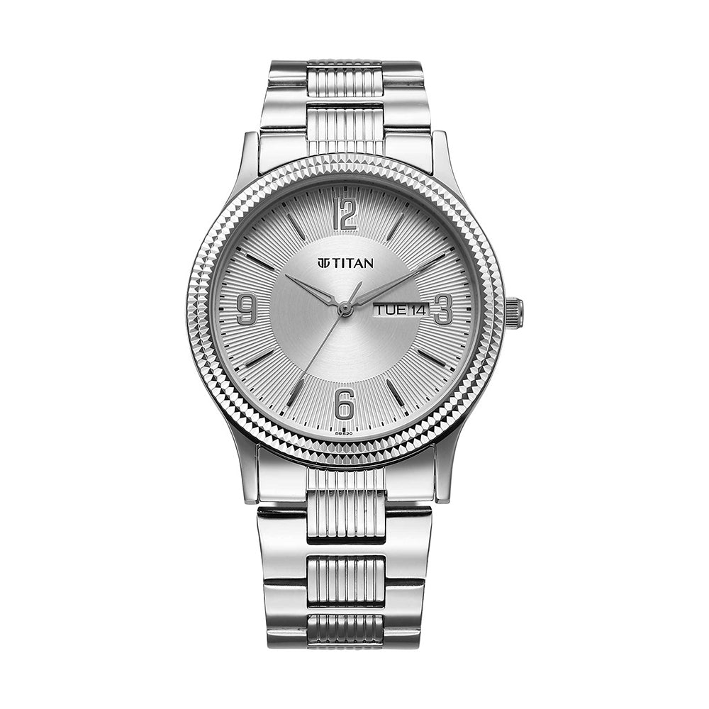 Titan Quartz Silver Dial Stainless Steel Strap Watch for Men