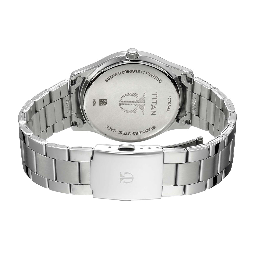 Titan Workwear Blue Dial Stainless Steel Strap Watch for Men