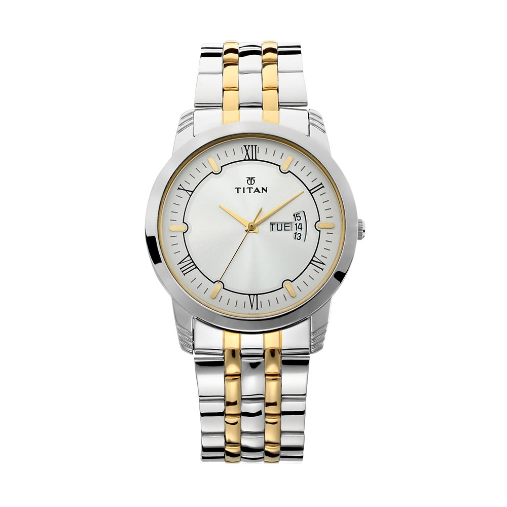 Titan Quartz Silver Dial Analog with Day & Date Watch for Men