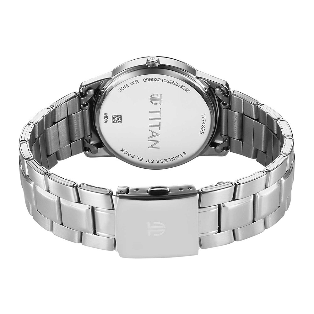Titan Quartz Silver Dial Stainless Steel Strap Watch for Men