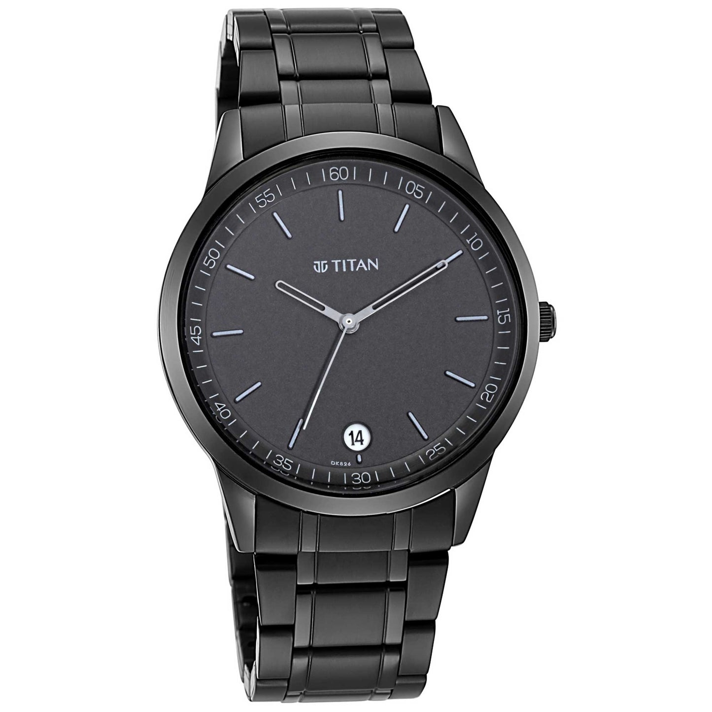 Titan Men's Timeless Style Watch: Refined Black Dial and Metal Strap