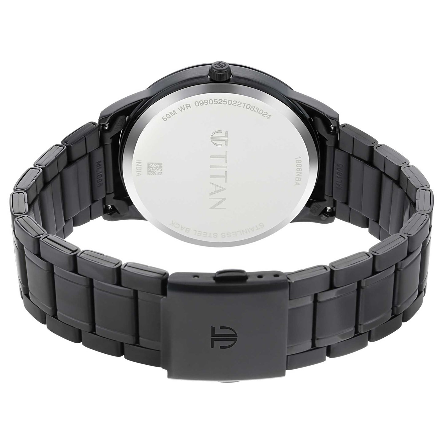 Titan Men's Timeless Style Watch: Refined Black Dial and Metal Strap