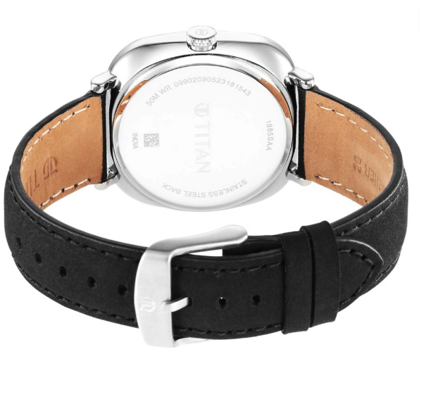 Titan Neo Curve Quartz Analog Anthracite Dial Black Leather Strap Watch for Men