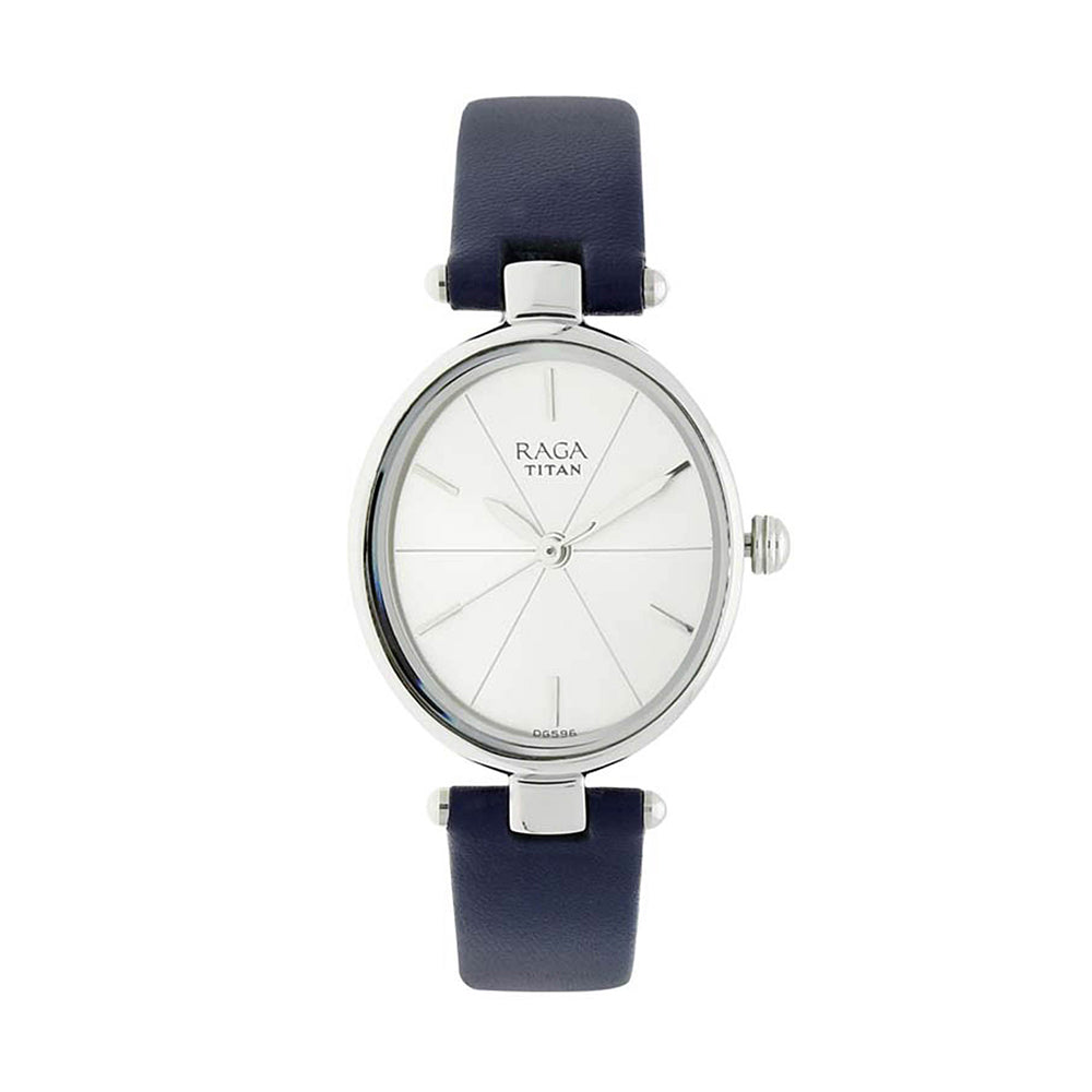 Titan Raga Viva Silver Dial Leather Strap Watch for Women