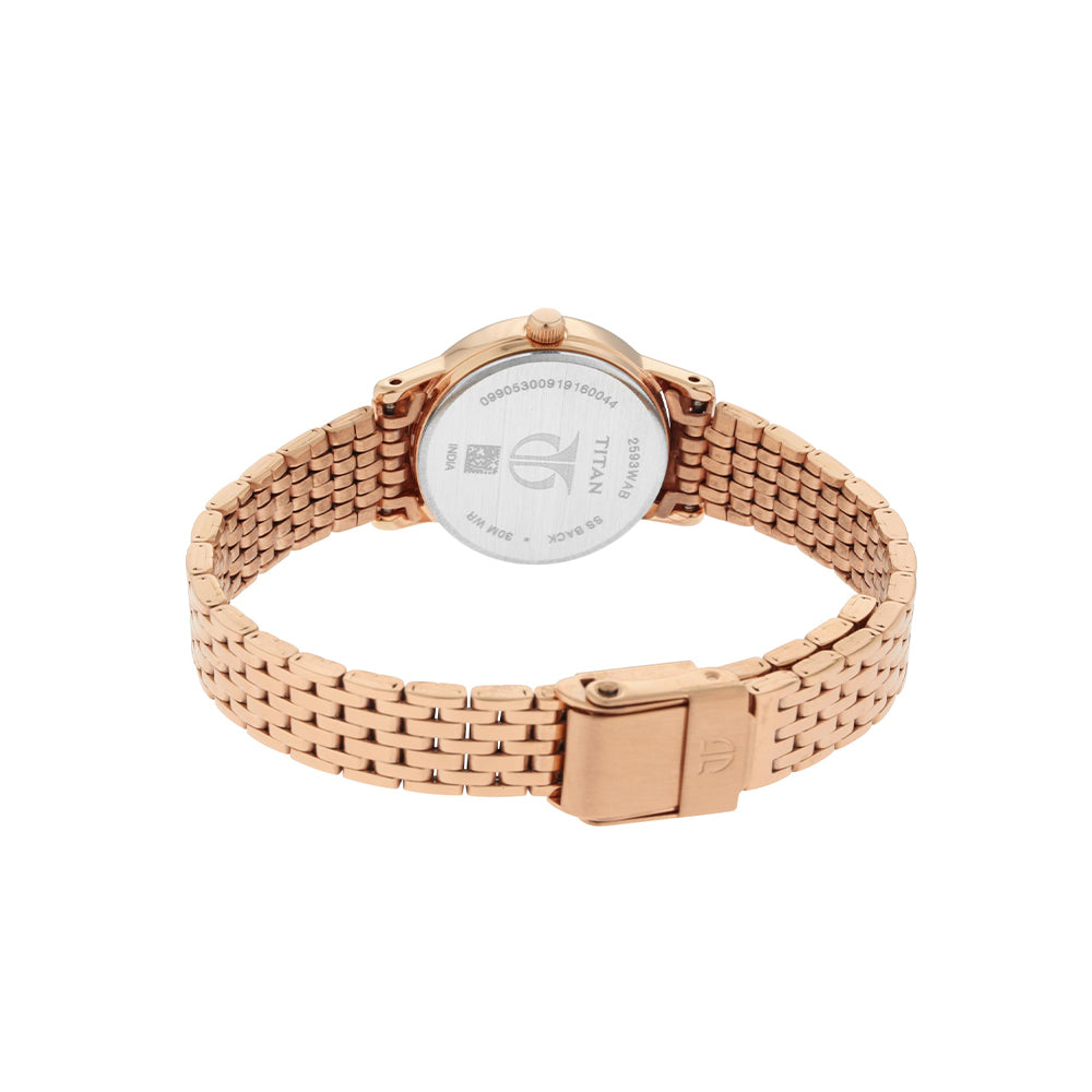 Titan Rose Gold Dial Metal Strap Watch for Women