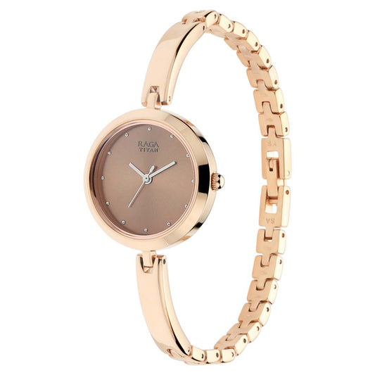 Raga Viva Rose Gold Dial Metal Strap Watch-2606WM05