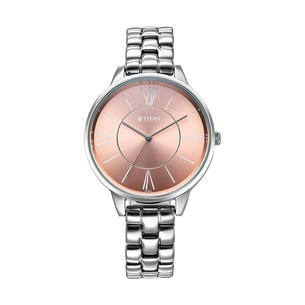 Titan Neo Rose Gold Dial Metal Strap Watch for Women