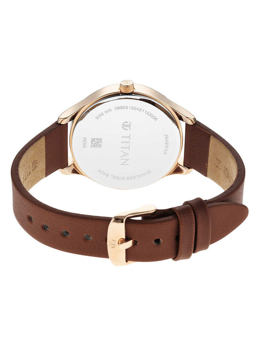 Titan Workwear Silver Dial Brown Stainless Steel Strap Watch 2649WL01