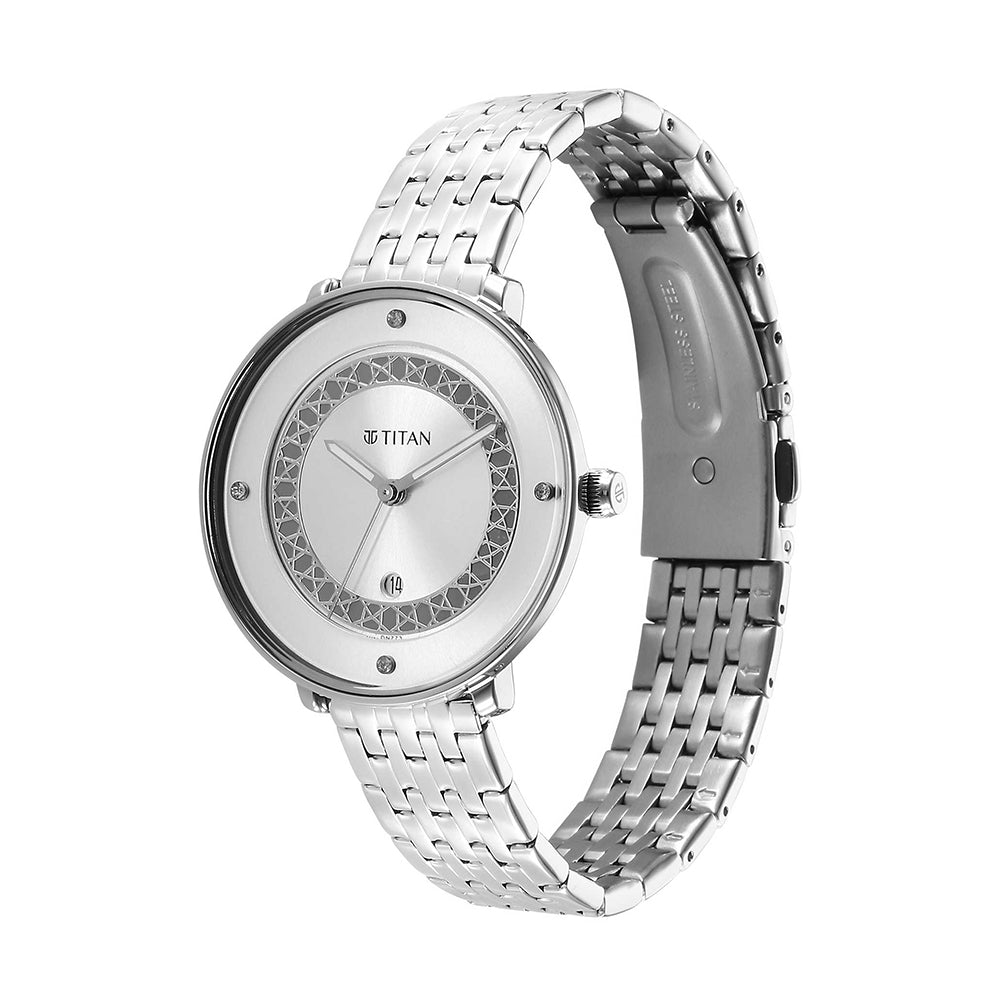 Titan Marhaba White Dial Stainless Steel Strap Watch for Women