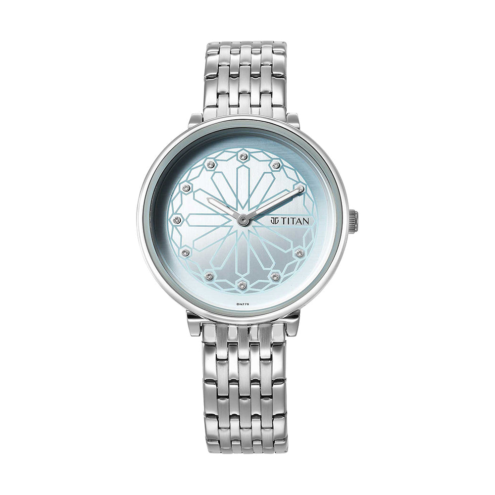 Titan Marhaba Blue Dial Stainless Steel Strap Watch for Women