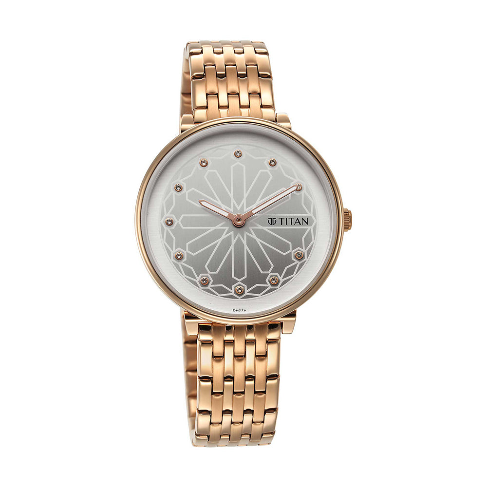 Titan Marhaba White Dial Stainless Steel Strap for Women