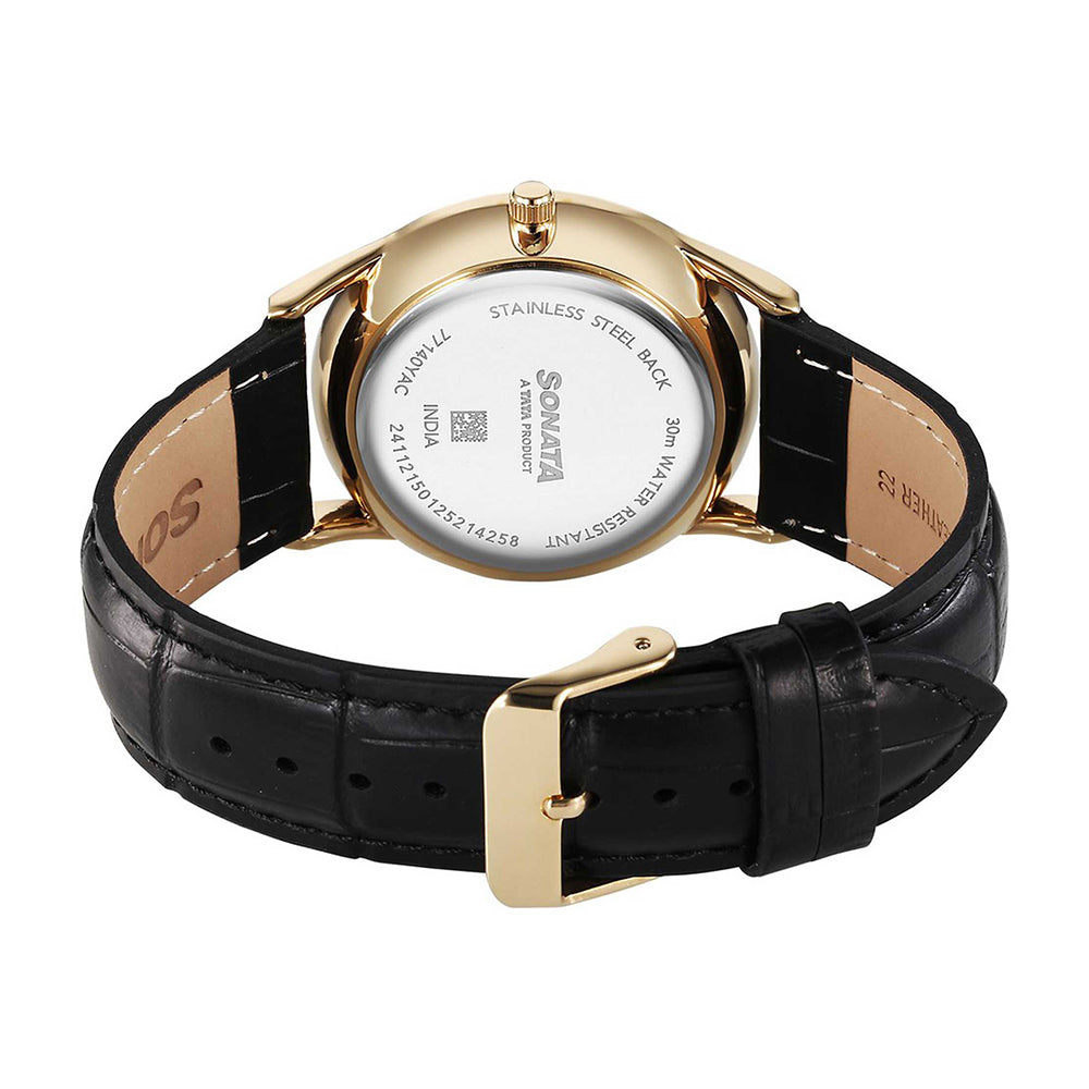 Sonata Eternia Maroon Dial Leather Strap Watch for Men