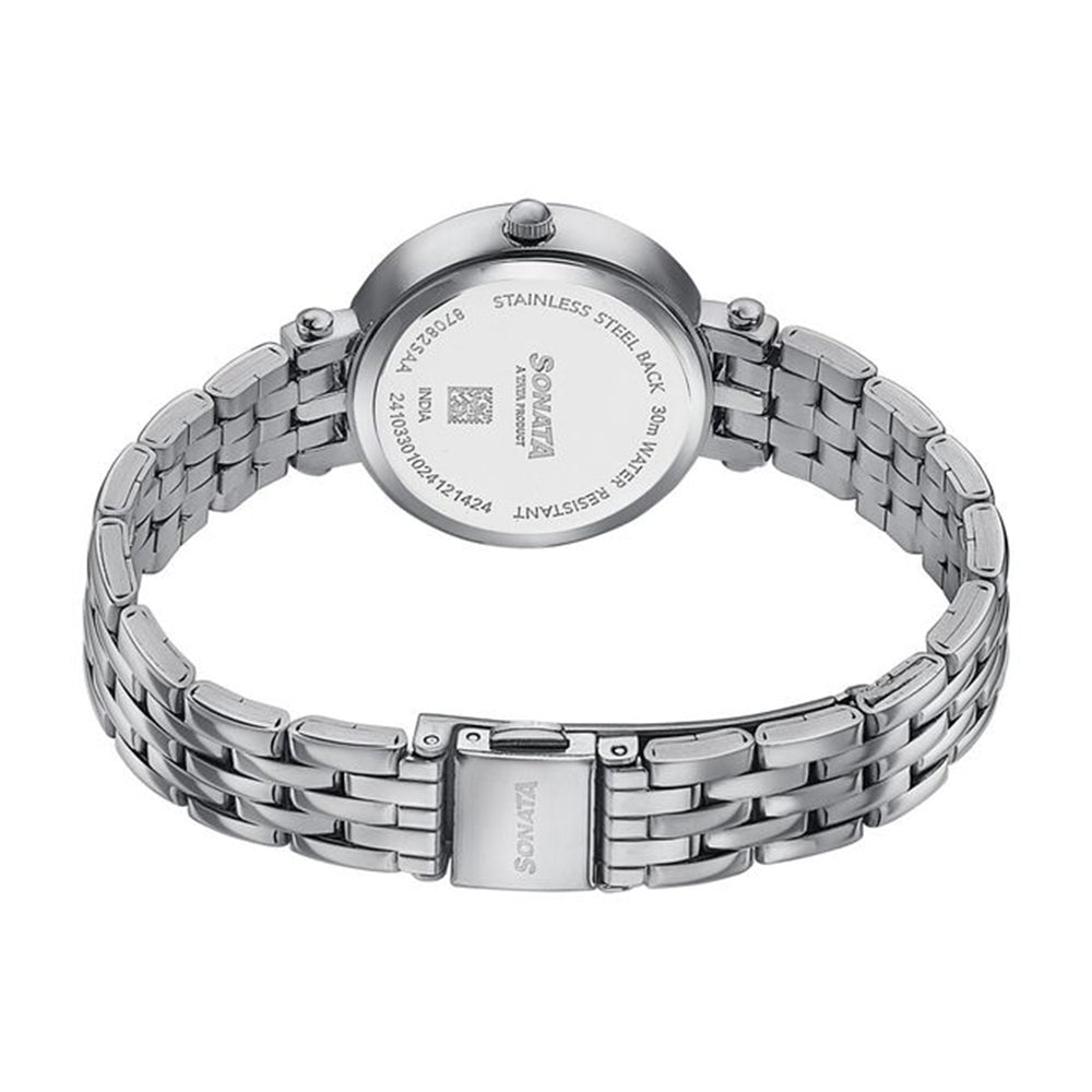 Sonata Wedding Edit Pink Dial Stainless Steel Strap Watch for Women