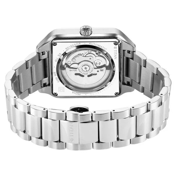 Titan Shaped Automatics Anthracite Dial Silver Stainless Steel Strap watch for Men (90162SM01)