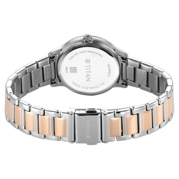Titan Horizon Quartz Analog Rose gold Dial Stainless Steel Strap Watch For Women (95299KM01)