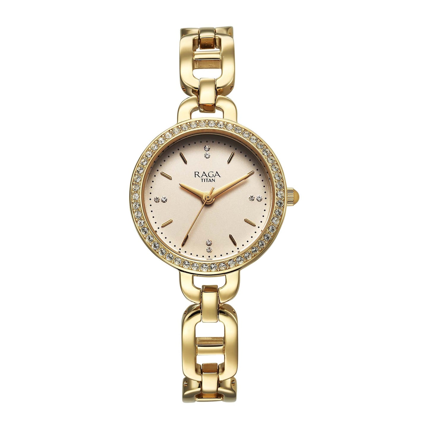 Titan Raga Showstopper 2.0 Quartz Analog Gold Dial Gold Color Stainless Steel Strap Watch For Women