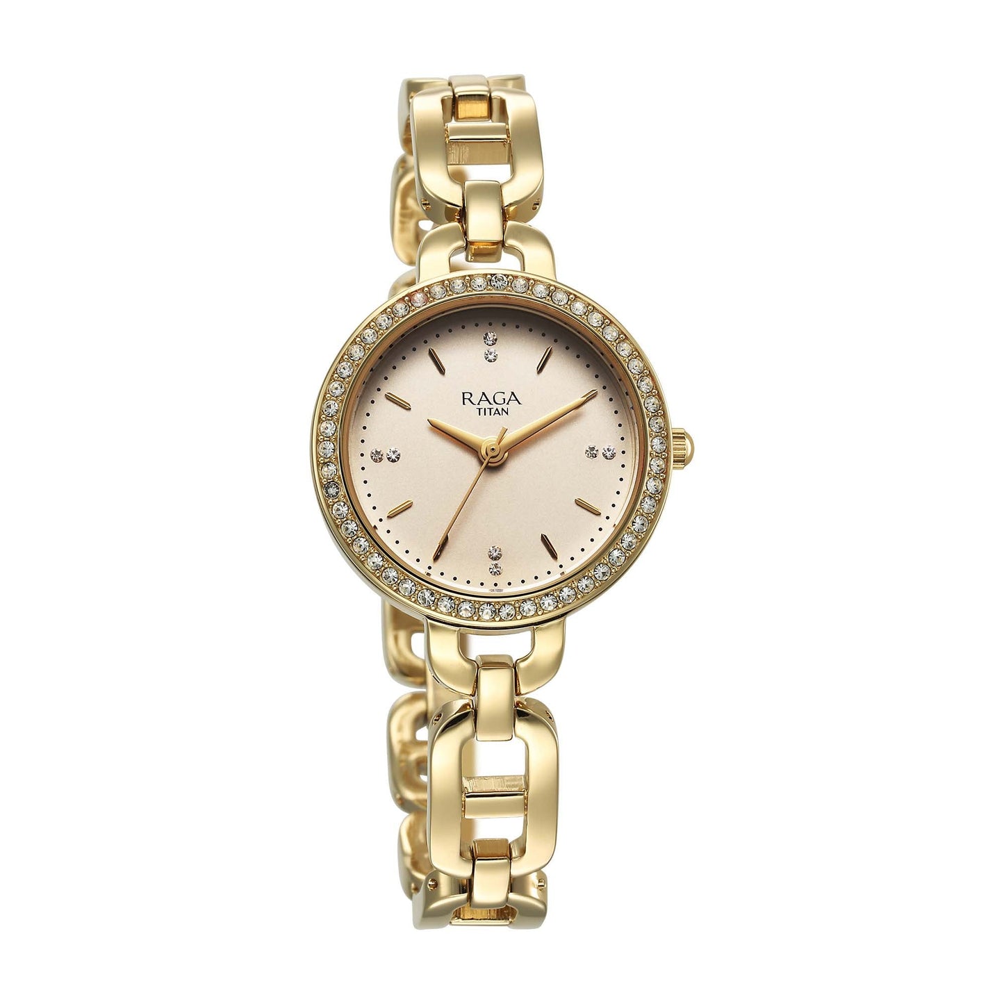 Titan Raga Showstopper 2.0 Quartz Analog Gold Dial Gold Color Stainless Steel Strap Watch For Women