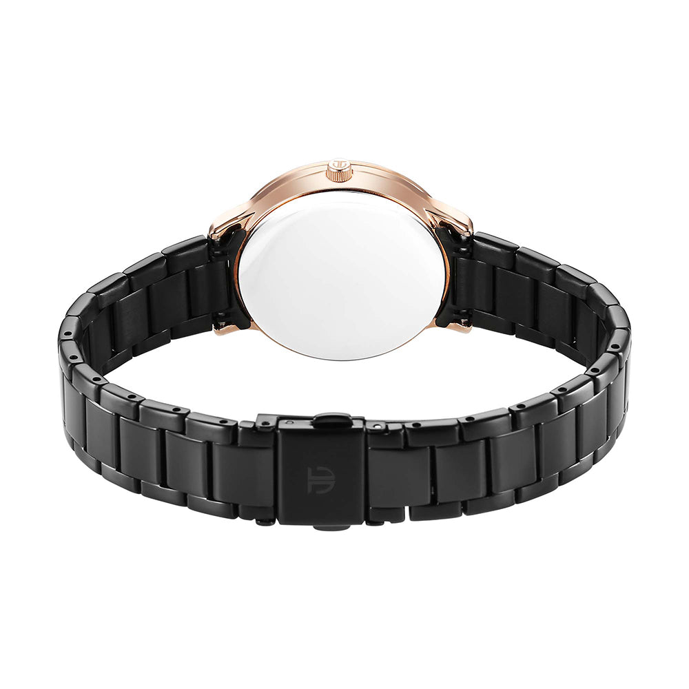 Titan Glamour Black Dial Stainless Steel Strap Watch for Women