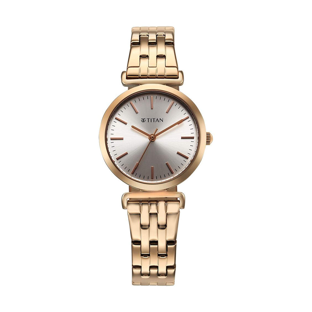 Titan Workmode Silver Dial Stainless Steel Strap Watch for Women