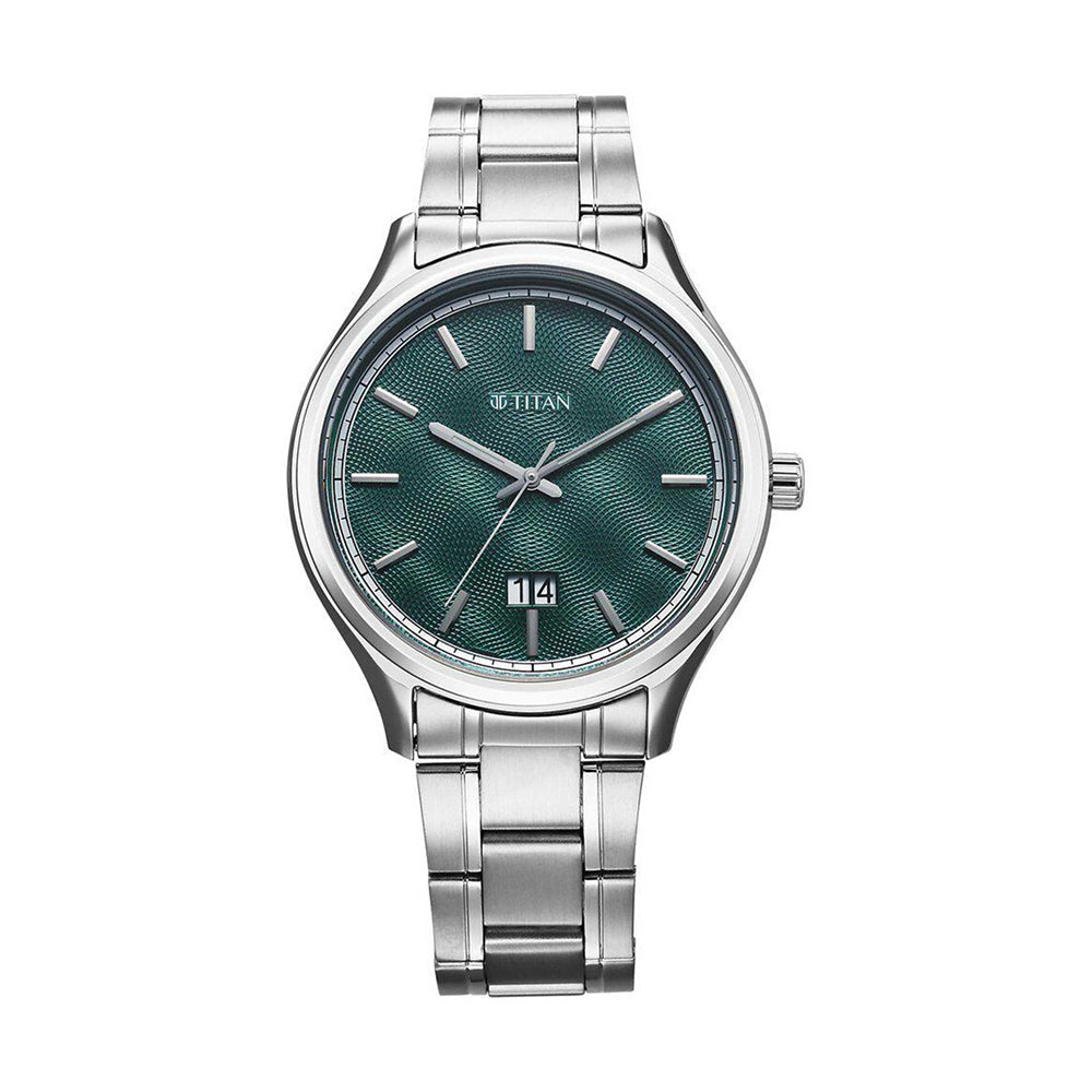 Titan Palette of Time Green Dial Stainless Steel Strap Watch for Men