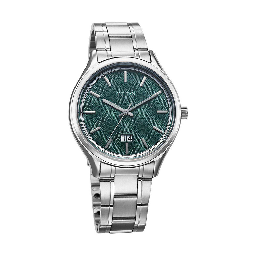 Titan Palette of Time Green Dial Stainless Steel Strap Watch for Men