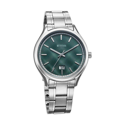 Titan Palette of Time Green Dial Stainless Steel Strap Watch for Men