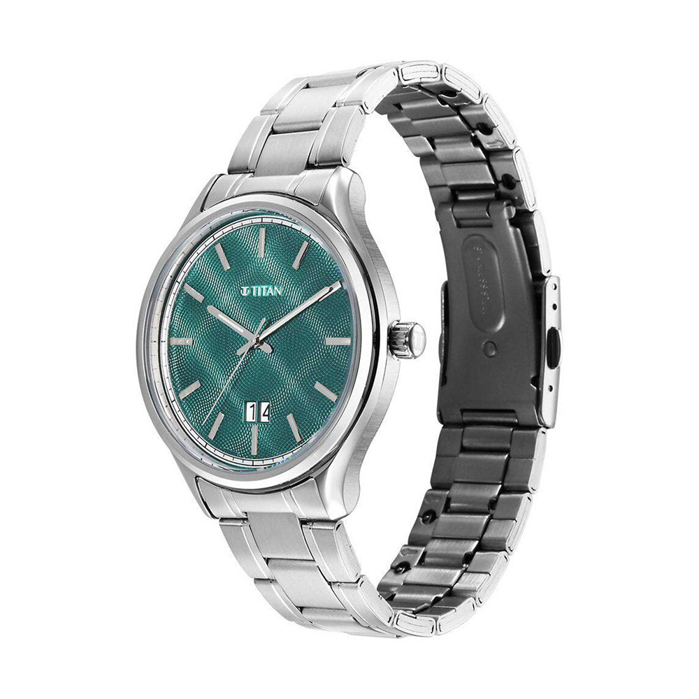 Titan Palette of Time Green Dial Stainless Steel Strap Watch for Men