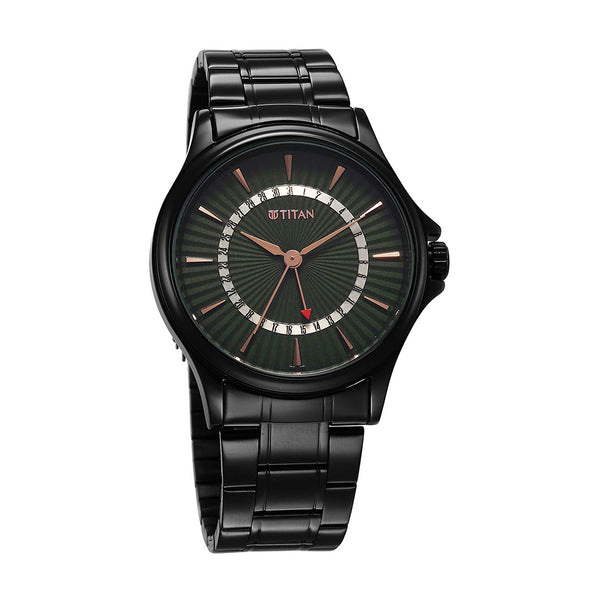 Titan Karishma Green Dial Stainless Steel Strap Watch for Men