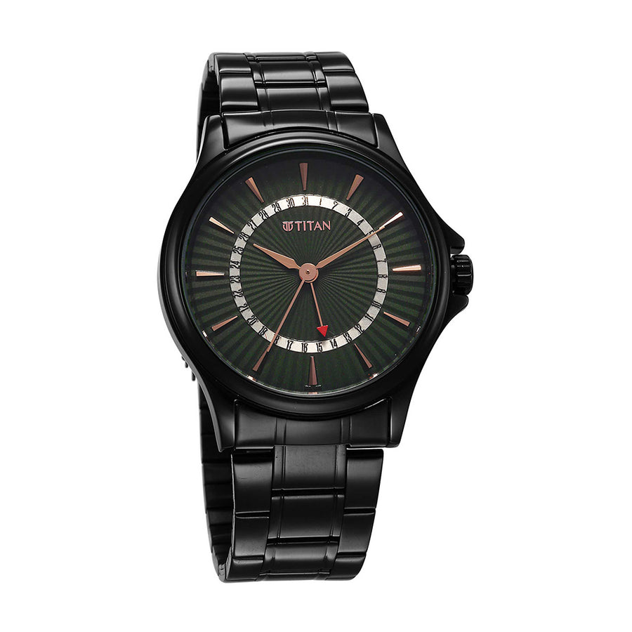 Titan Karishma Green Dial Stainless Steel Strap Watch for Men