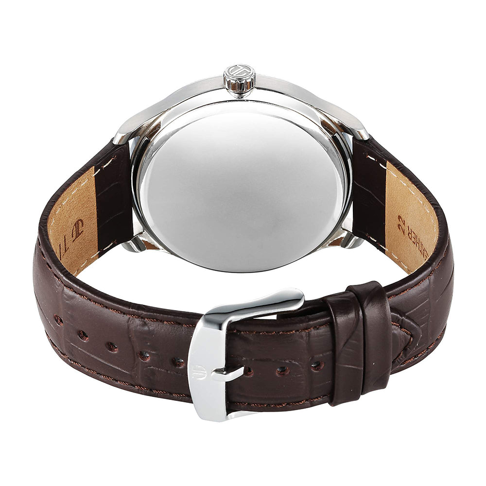 Titan Stellar Dual Moon Phase and Silver Dial Leather Strap Watch for Men