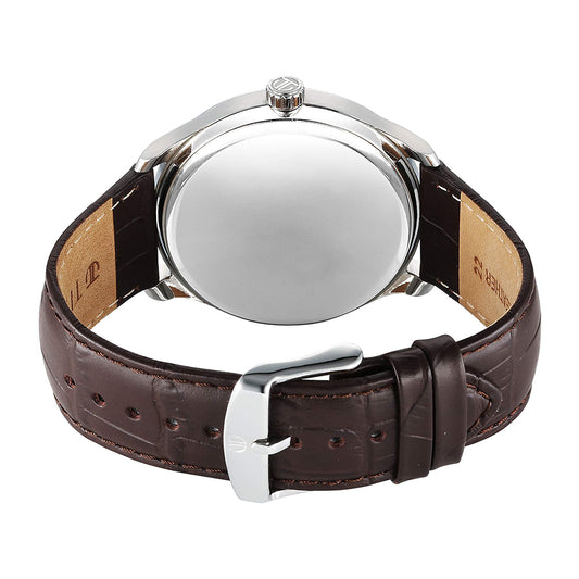 Titan Stellar Dual Moon Phase and Silver Dial Leather Strap Watch for Men