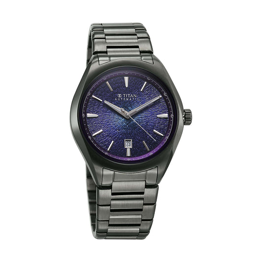Titan Stellar Starlight Purple Dial Stainless Steel Strap Watch for Men