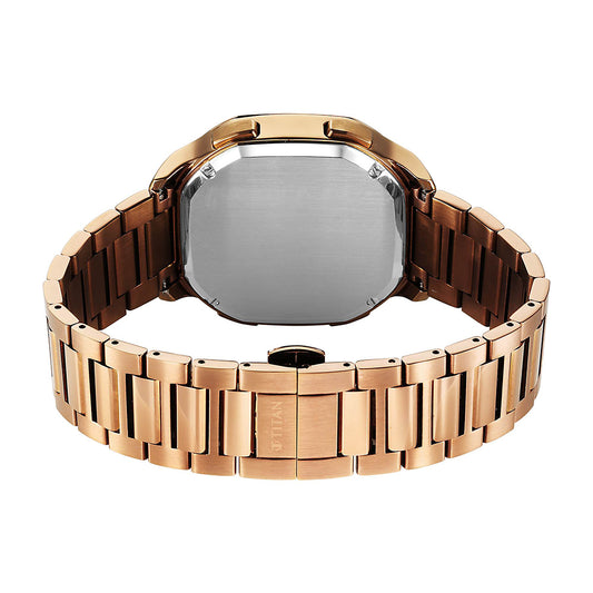 Titan Stellar Dual Moonphase and Green Dial Stainless Steel Strap Watch for Men