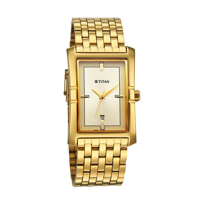 Titan Quartz White Dial Stainless Steel Strap Watch for Men