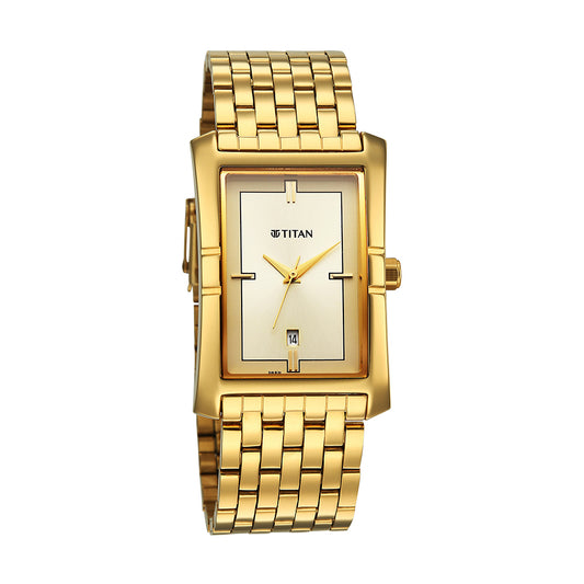 Titan Quartz White Dial Stainless Steel Strap Watch for Men