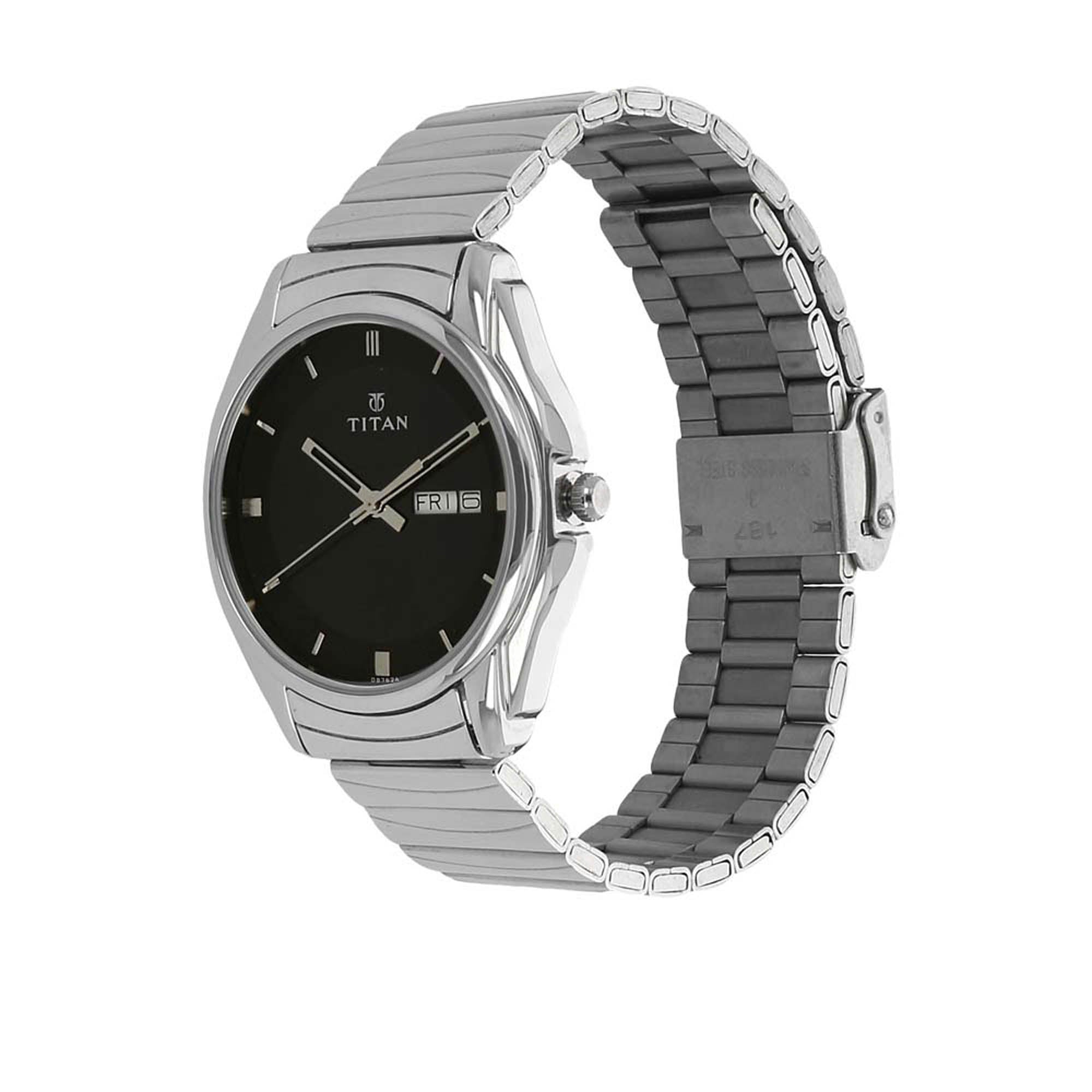 Black Dial Stainless Steel Strap Watch-1578SM04