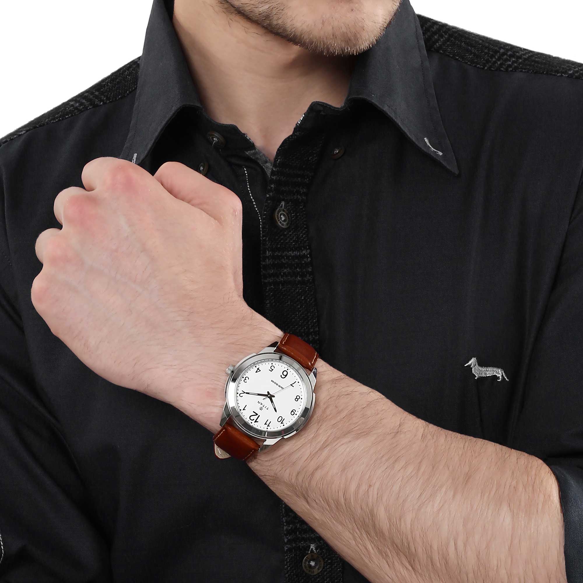 Titan Quartz Analog White Dial Leather Strap Watch for Men – Titan