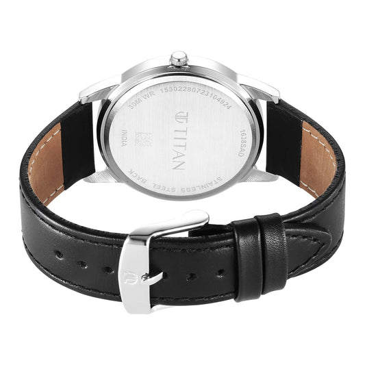 Titan Karishma Zing Leather Strap Black Dial Men Watch