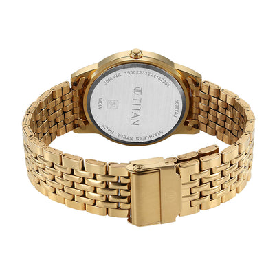 Jam Tangan Lelaki Tali Keluli Tahan Karat Dail Bej Titan Karishma Zing