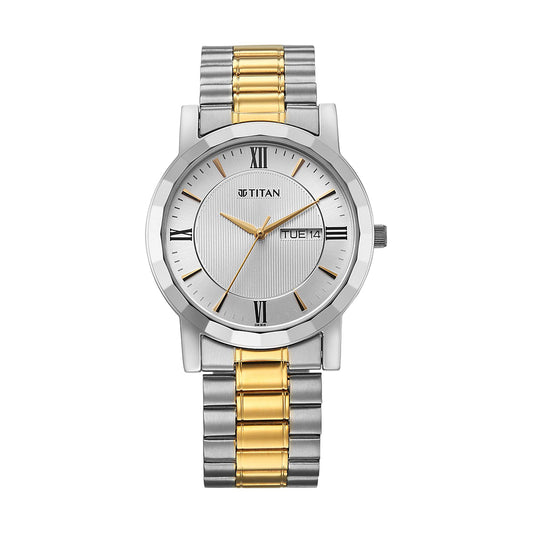 Titan Quartz Silver Dial Stainless Steel Strap Watch for Men