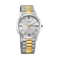 Jam Tangan Lelaki Tali Keluli Tahan Karat Dail Perak Titan Quartz