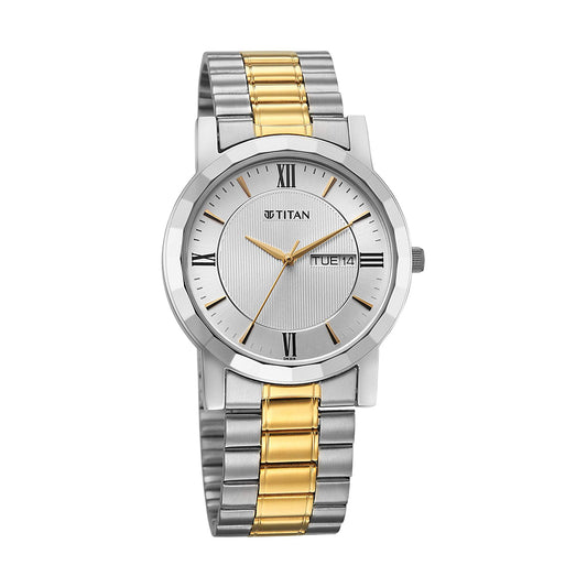 Titan Quartz Silver Dial Stainless Steel Strap Watch for Men