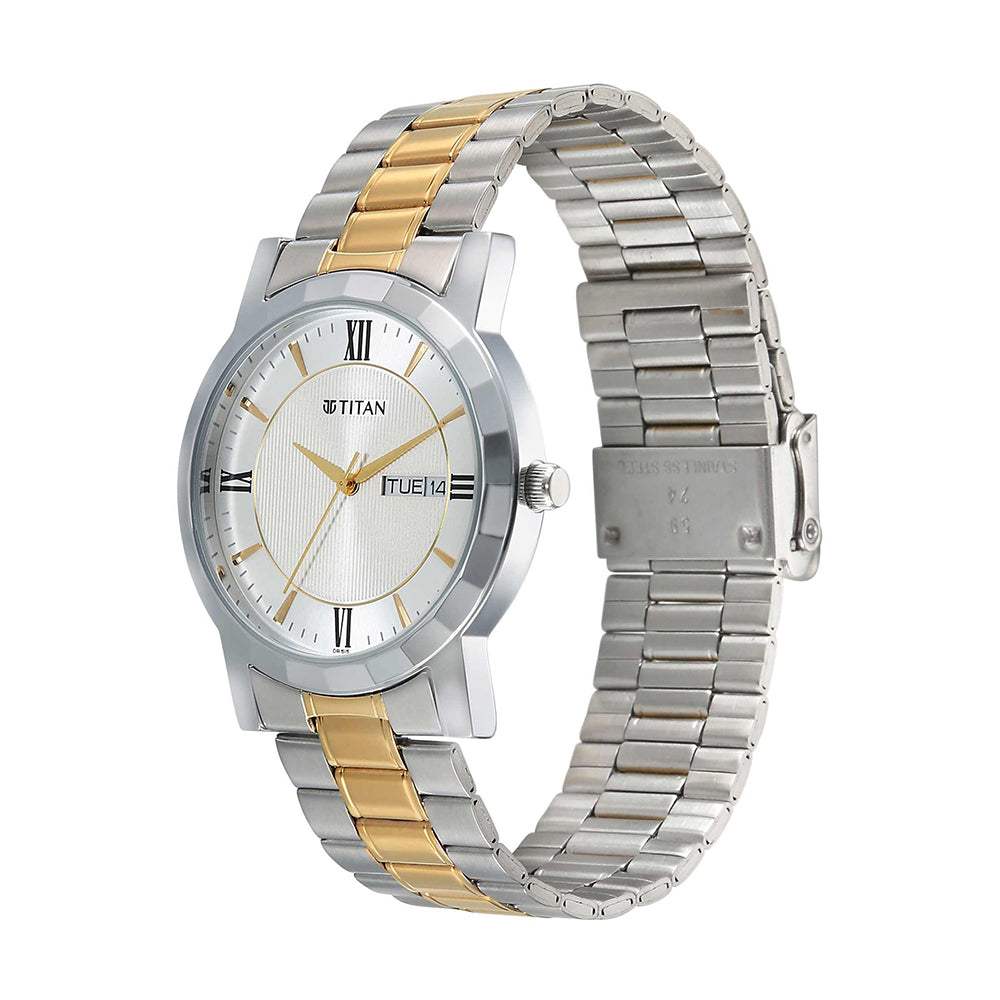Titan Quartz Silver Dial Stainless Steel Strap Watch for Men