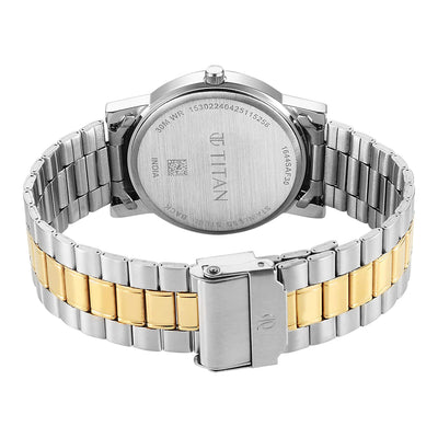 Jam Tangan Lelaki Tali Keluli Tahan Karat Dail Perak Titan Quartz