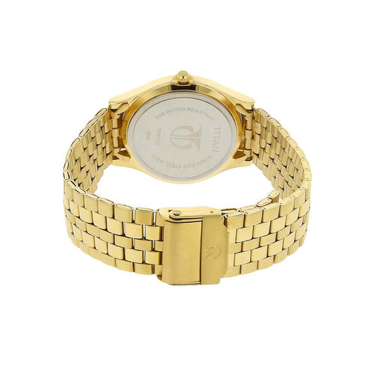 Titan Quartz Analog Champagne Dial Stainless Steel Strap Watch for Men