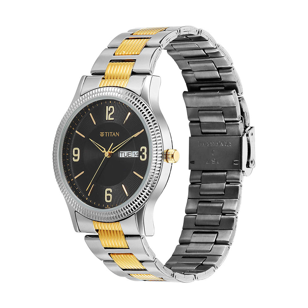 Titan Karishma Black Dial Stainless Steel Strap Watch for Men