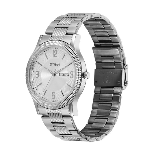 Titan Quartz Silver Dial Stainless Steel Strap Watch for Men