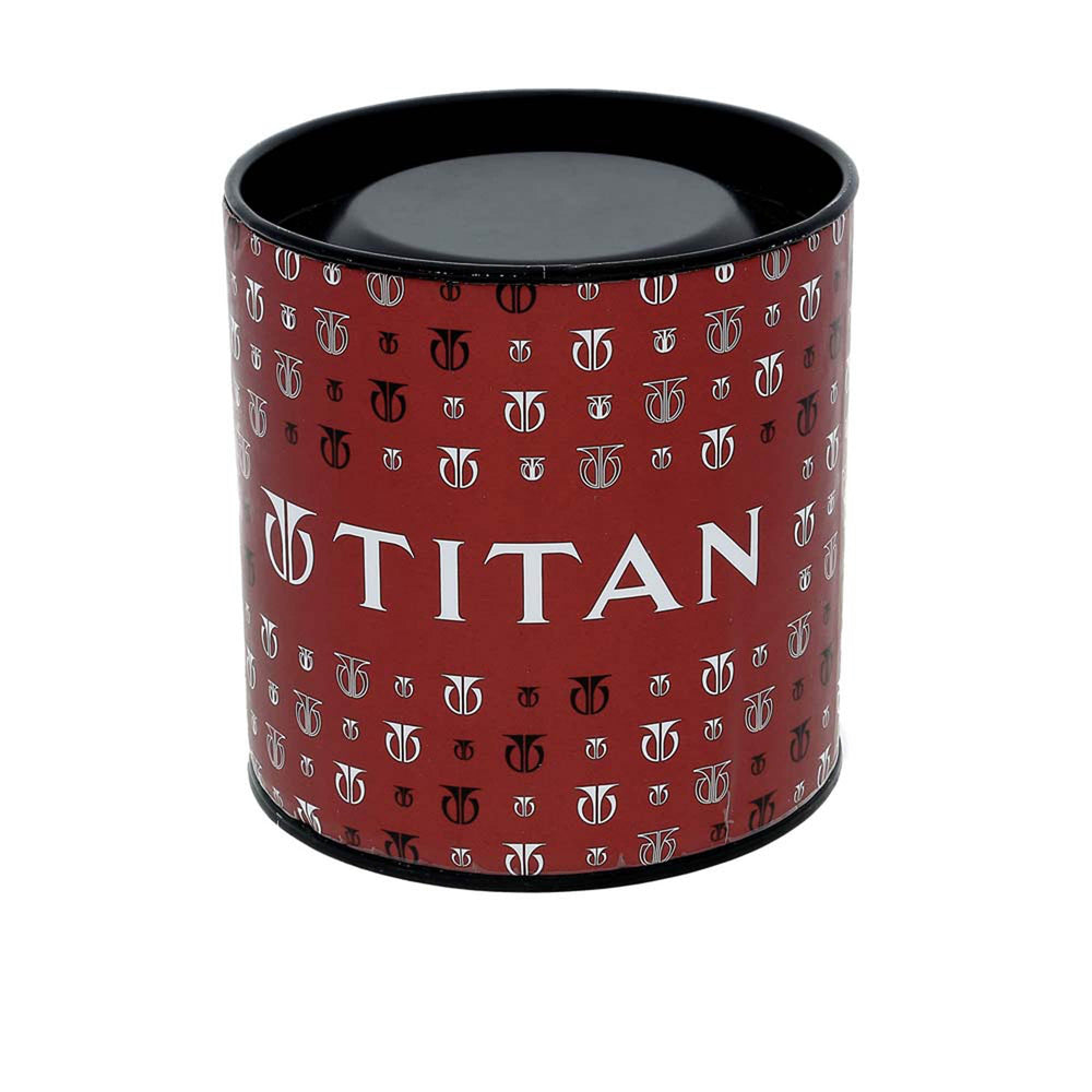 Titan Analog with Day and Date Quartz Champagne Dial Metal Round Stainless Steel Strap watch for Men