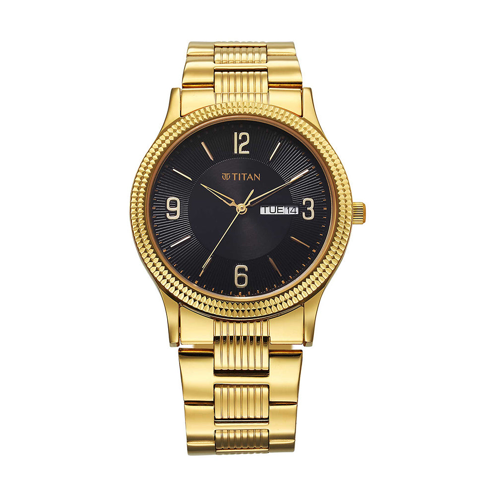 Titan Karishma Zing Black Dial Stainless Steel Strap Watch for Men